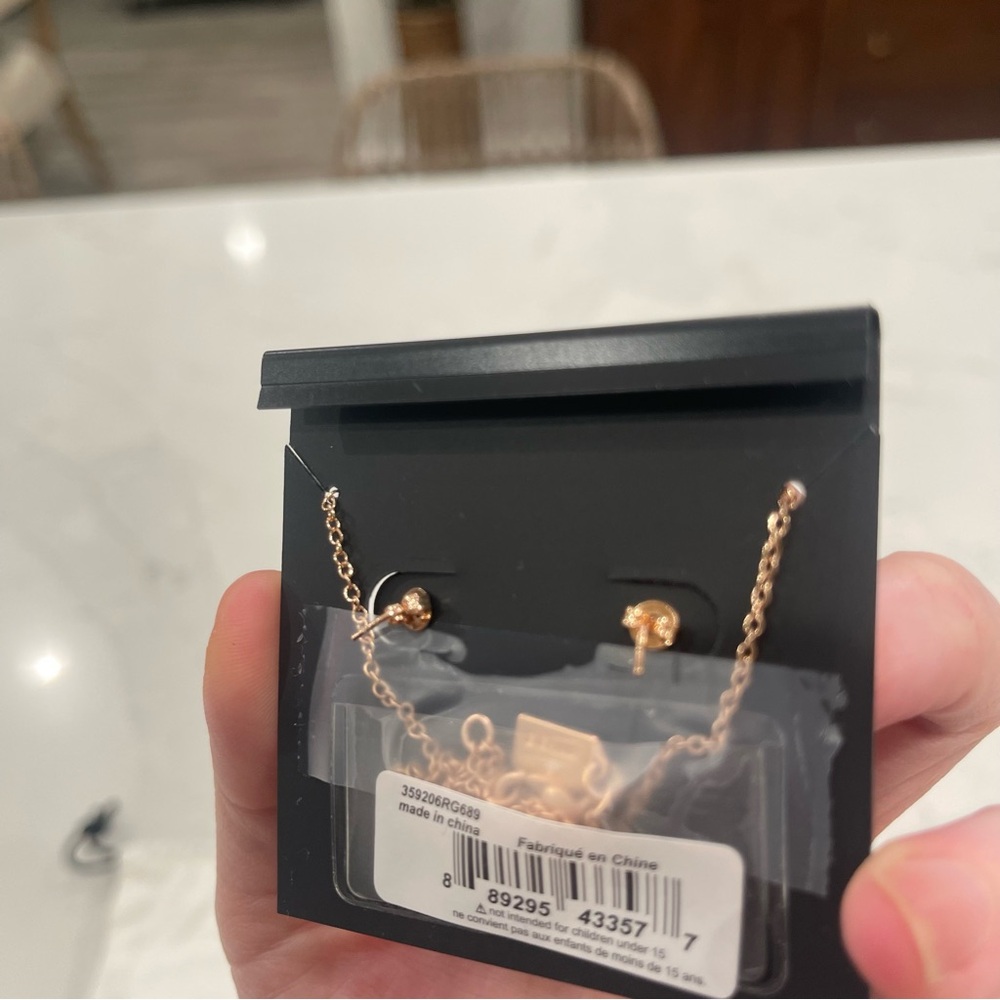 Coach rose gold flower stud earrings and matching necklace set - Picture 6 of 10
